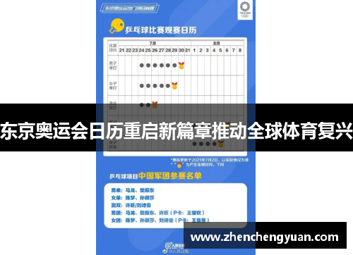东京奥运会日历重启新篇章推动全球体育复兴